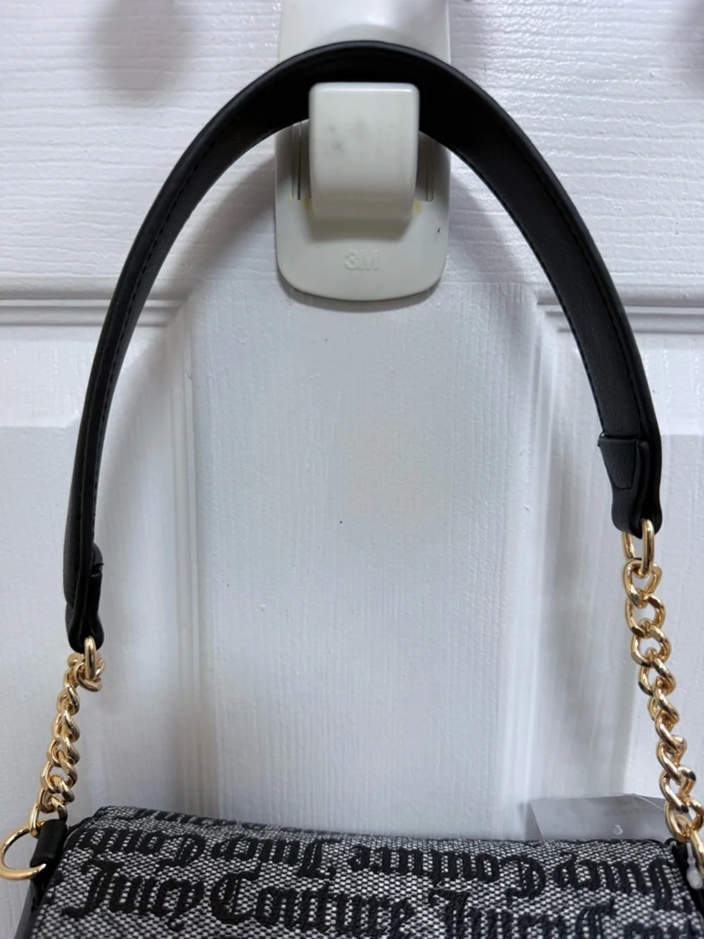 NWT Juicy Couture Bouquet Flap Floral Logo Shoulder Bag in Black Beige